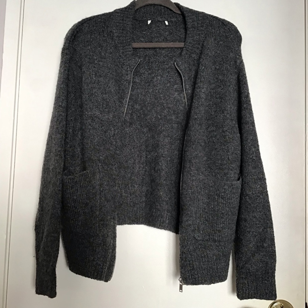 Dark gray zip up a cardigan never been worn. New. NBT